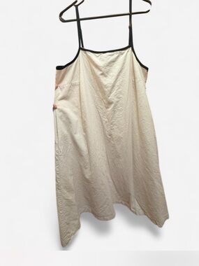 Ava & Viv Cream Midi Linen Blend Slip Dress with Black Trim